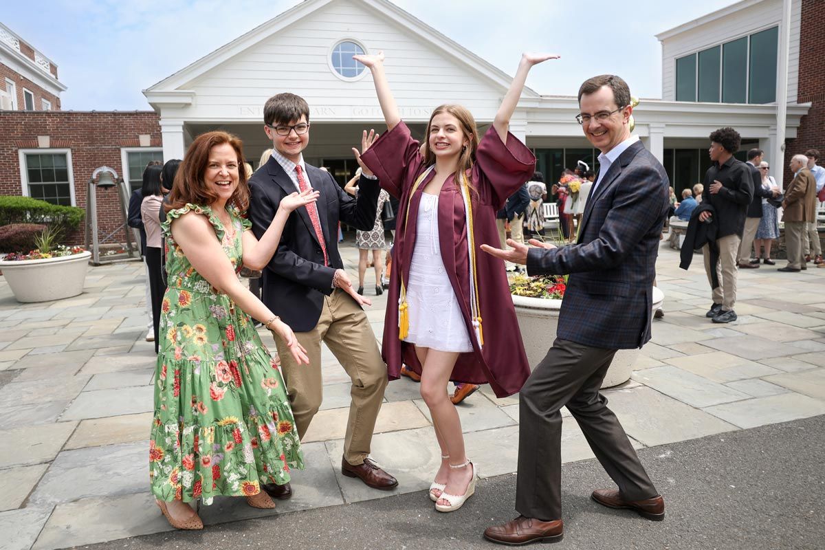 The DeFilippo family of Bedford: Liz ‘93, Ryan ‘22, Ali ‘25, and Peter