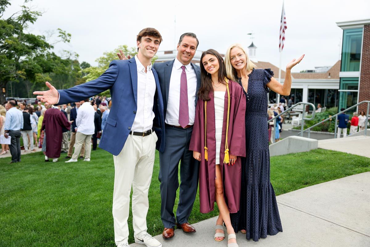 The Ambrose family of Rowayton: Dean '23, Douglas, Peyton ‘25, and Kelly